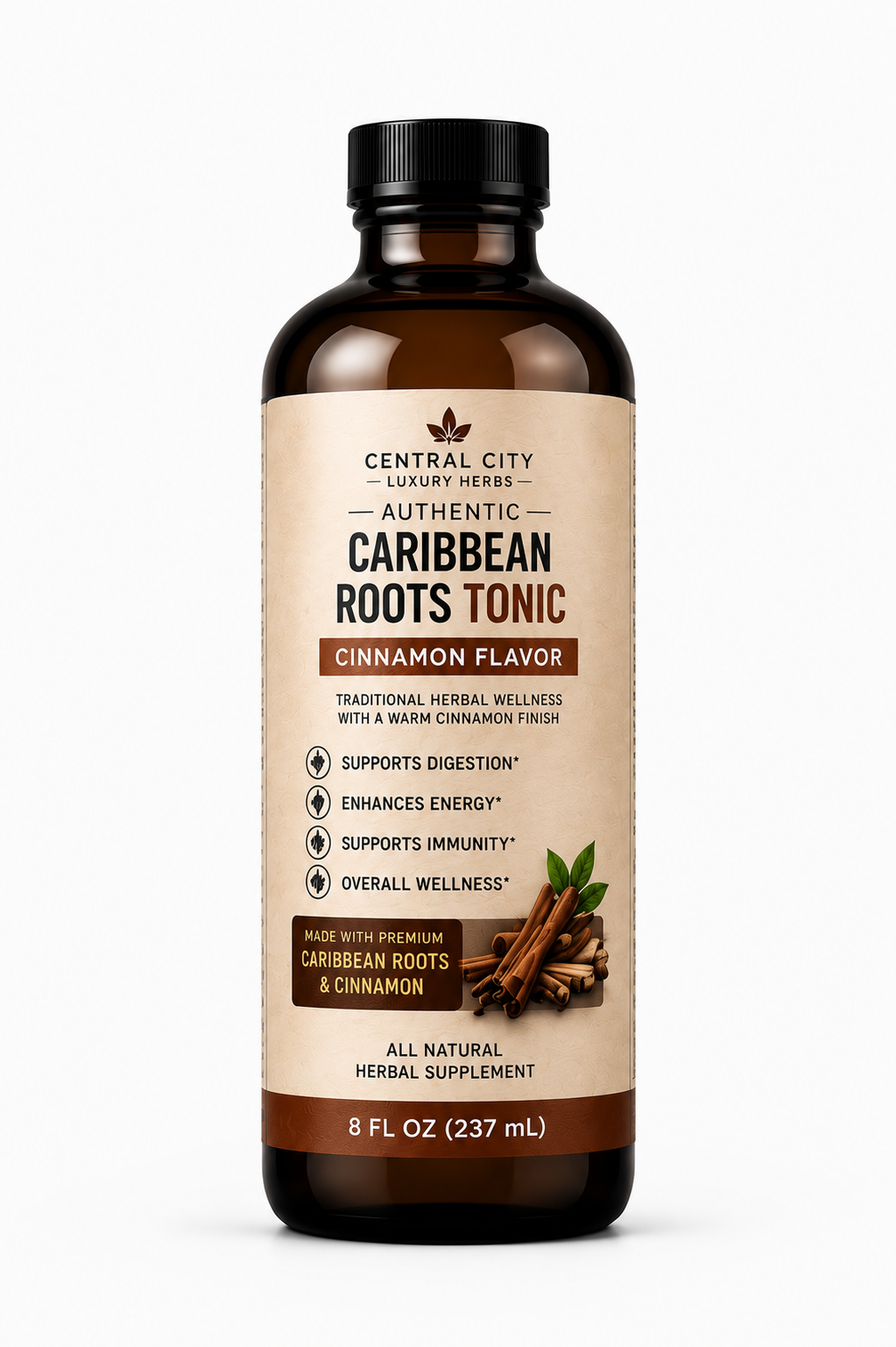Traditional Caribbean Herbal Wellness Tonic with Cinnamon – 8 OZ