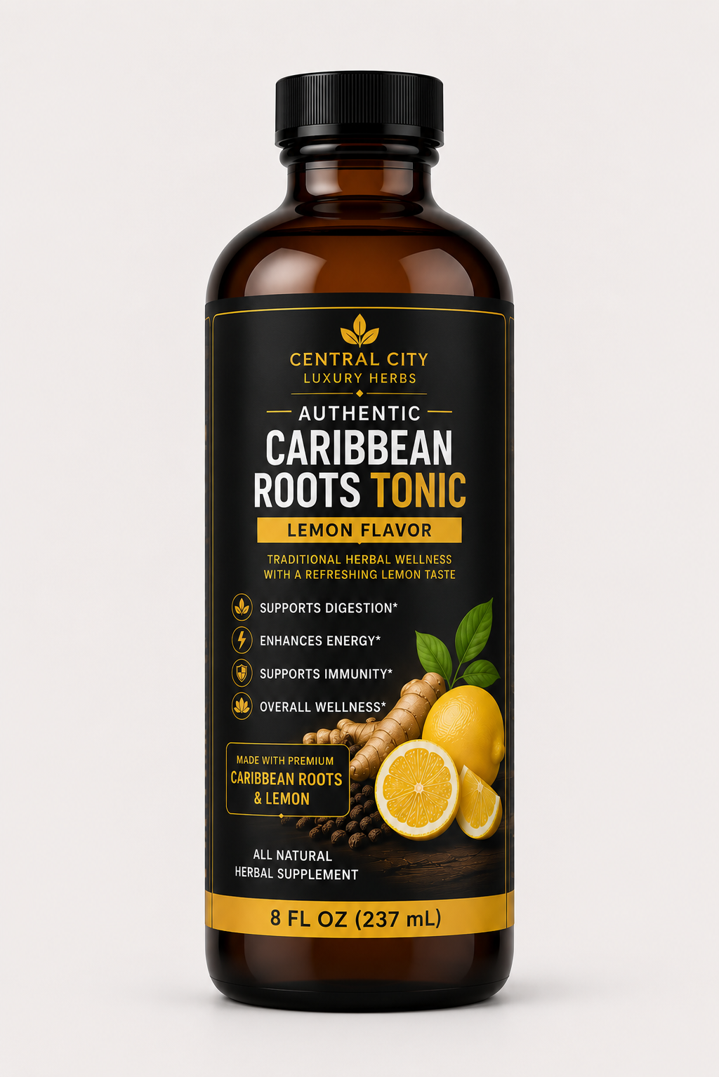 Traditional Caribbean Herbal Wellness Tonic with Lemon Flavor – 8 OZ